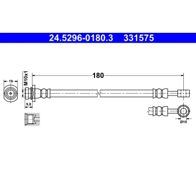 Image de ATE 24.5296 0180.3 Flexible De Frein 180 M10x1 SUZUKI: SWIFT 4, SX4 I 5 portes