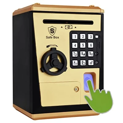Image de Fimleiy Banque de sécurité pour Enfants avec Mot Passe d&#039;empreinte Digitale Talking ATM Piggy Banc Jouet réel Cadeau 6 à 14 Ans Vieux garçons Filles