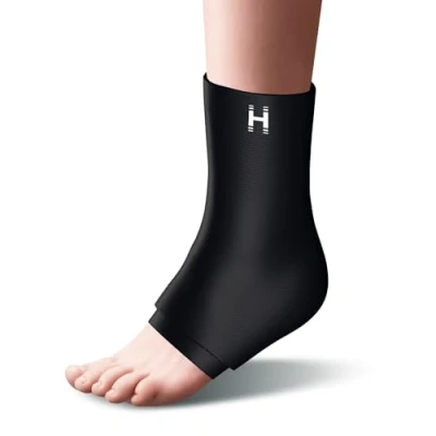 Image de HoMedics Support de Cheville en Gel Apaisant Chaud et Froid, Chaussettes Compression Super Douces Avec Rembourrage à Base d’Eau Souple Pour détendre Soulager, Respirant, Noir