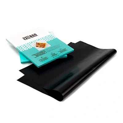 Image de CELI&amp;GO 4 Tapis de Cuisson BBQ Barbacue Plaque Feuilles Four Feuille Grill Anti Adhésifs, Réutilisables, Lavables, Sans PFOA, Évite la Contamination Croisée 60 x 40 cm, 1000 utilisations