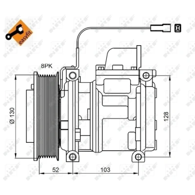 Image de NRF 32824 compresseur De Climatisation 10PA15C 24 PAG 46 avec huile PAG, bague d&#039;étanchéité EASY FIT