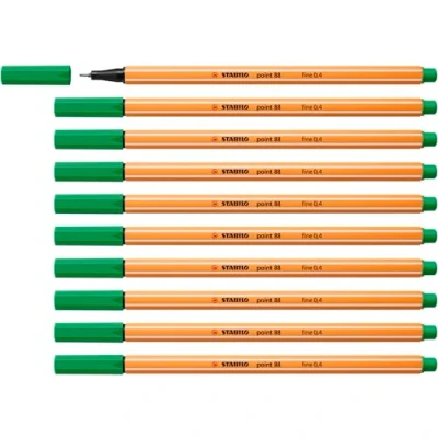 Image de Stylo feutre pointe fine STABILO point 88 Lot x 10 stylos Vert Émeraude (88/16)