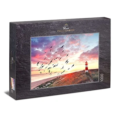 Image de Ulmer Puzzleschmiede Puzzle la Nostalgie de mer du Nord: 1000 pièces Belle Photo Paysage l&#039;île Sylt avec Phare à Plage dans Le Soleil Soir