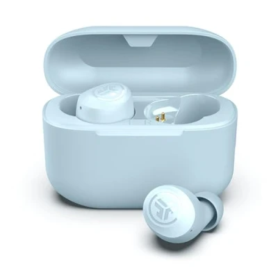 Image de JLab Go Air Pop+ Ecouteurs Bluetooth sans Fil Écouteurs Intra Auriculaires avec Micro, 35+ Heures d&#039;Autonomie, Ecouteur et Boîtier de Charge, Oreillette Son Personnalisé EQ3, App, Bleu Clair