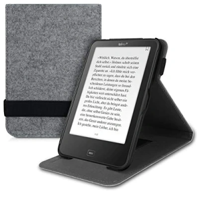 Image de kwmobile Étui pour liseuse électronique Compatible avec Tolino Vision 1/2 / 3/4 HD Housse à Rabat en Feutre Gris Clair