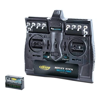 Image de Carson 500501003 Disney Reflex Stick Multi Pro 2.4 GHz Système 14 canaux, télécommande avec récepteur pour modèles réduits de véhicules, Noir, ys/m