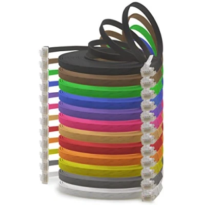 Image de 0,5 m 12 couleurs pièces Câble réseau plat Cat.6 Cat6 ultra patch 1000 Mbit/s Gigabit LAN (RJ45) mince micro