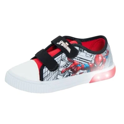 Image de Marvel Baskets Spiderman en toile pour garçons avec lumières clignotantes, Blanc/noir/gris, 27 EU