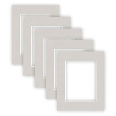 Image de nielsen Conservation Passepartout carton 1,5 mm set de 5 pièces format extérieur 24x30 cm pour d&#039;image 15x20 gris silex (gris clair) surface structurée