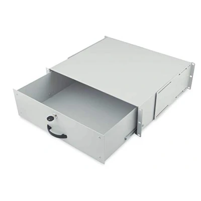 Image de DIGITUS Rangement pour Documents &amp; Clavier 19 Pouces 3UH Fixation Avant arrière Profondeur de Montage Variable armoires réseau Serveur verrouillable Gris