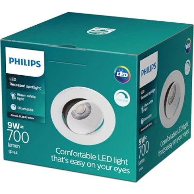 Image de Philips Spot LED encastrable ABROSA, intensité variable, 9W, Blanc