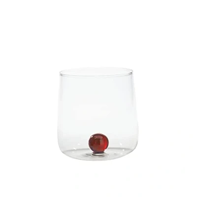 Image de Zafferano Bilia Tumbler en Verre Transparent Fait Main, Décoré d&#039;une Boule de Coloré à L&#039;Intérieur, cl 44 h 90mm d 88mm Set 6 pièces Amber