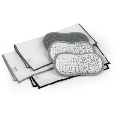 Image de Beldray LA088673GRY1EU7 Kit de Nettoyage avec 3 Chiffons en Microfibre et Tampons Double Face, Chiffon d&#039;Époussetage Éponges Vaisselle Réutilisable, Ensemble 6 Pièces, Édition 150 Ans