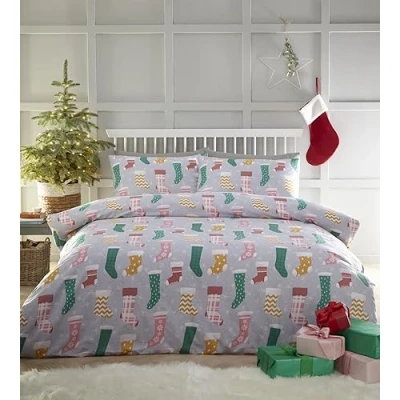 Image de Charlotte Thomas Parure de lit avec Housse Couette et Bas Noël Multicolore King Size