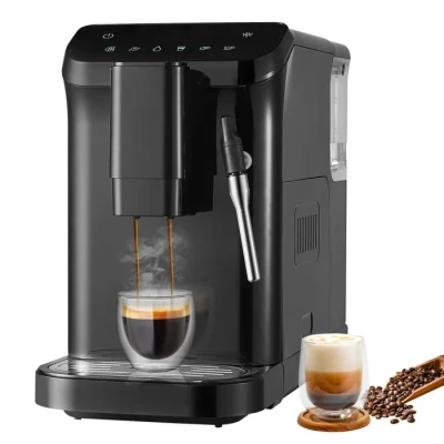 Image de VEVOR Machine à Expresso Automatique, Cafetière 20 Bars avec Mousseur Lait Buse Vapeur, Broyeur Intégré et 15 Réglages de Mouture, Réservoir d&#039;eau 1,5 L pour Cappuccino, Latte