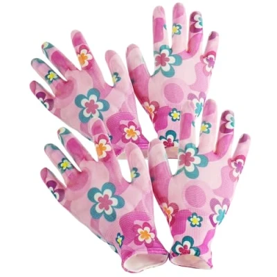 Image de com four® Lot de 2 Gants Jardinage et Travail Haut Gamme en Taille 8 (M), Protection pour Femmes, avec revêtement Caoutchouc (02 Paires Violet S)