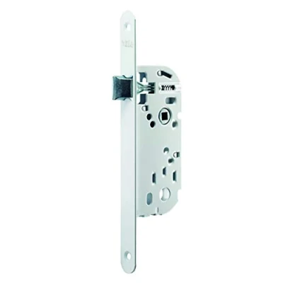 Image de Yale Serrure à encastrer bec de cane sans clé axe 40 mm, coffre 135 mm Y12R A40/B/SC Pêne Réversible, Têtière bouts ronds Porte intérieure communication, cuisine, salon Blanc, Gâche incluse