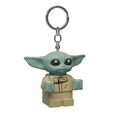 Image de Lego Star Wars Porte clés lumineux Mandalorien Grogu Figurine de 5,1 cm haut (KE179AH), vert, Large 2 inches tall