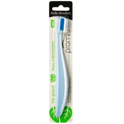 Image de promis brush brosse à dents durable fabriquée partir de matières premières renouvelables bioplastique poils souples 6750 fabriqué en Allemagne design italien (singlepack, ocean blue)