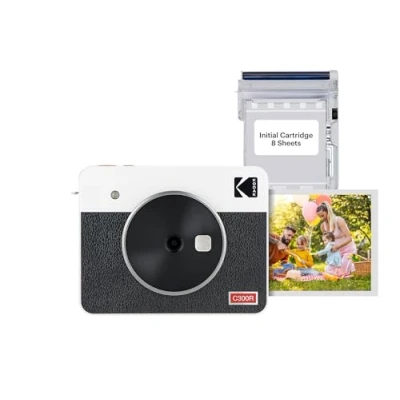 Image de KODAK Mini Shot 3 Retro 4PASS 2 in 1 Appareil Photo Instantané and Imprimante Portable (7,6x7,6cm) + 8 Feuilles, Jaune