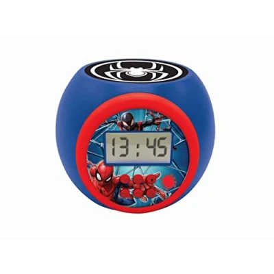 Image de Lexibook Réveil projecteur Spiderman Marvel avec Fonction Alarme et répétition Snooze, veilleuse minuterie, écran LCD, à Piles, Bleu/Rouge, RL977SP