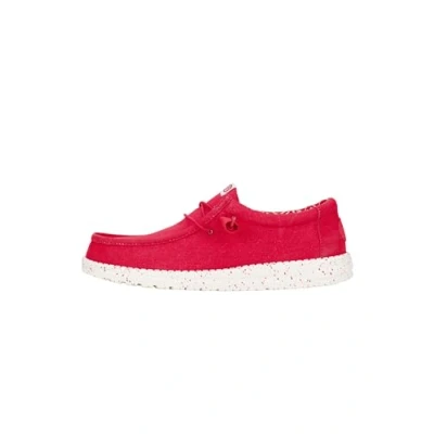 Image de HEYDUDE Wally Canvas Chaussures pour Hommes Baskets avec Semelles Confortables Style Mocassin, Savvy Red, 43