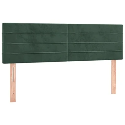 Image de vidaXL 2 x Têtes de Lit Meubles Chambre à Coucher Accessoires Simple Cadre Intérieur Vert Foncé 72x5x78/88 cm Velours