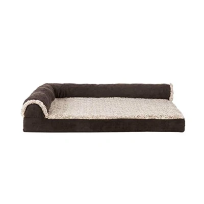 Image de Furhaven Lit pour chien en gel rafraîchissant chiens de taille moyenne/petite avec traversins amovibles et housse lavable, jusqu&#039;à 15,9 kg Chaise bicolore fausse fourrure daim