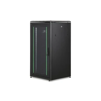 Image de DIGITUS Coffret réseau 22HE Profondeur 600 mm Largeur 19 Pouces Charge Maxi. 800 kg Série Unique vitrage de sécurité pour Porte Avant, arrière Simple battant IP20 Noir