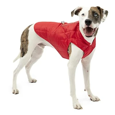 Image de Kurgo Veste pour Chien Loft, Combinable avec Un Harnais Chien, résistant à l&#039;eau et Bande réfléchissante, Idéal l&#039;hiver, Taille XL, Rouge/Gris