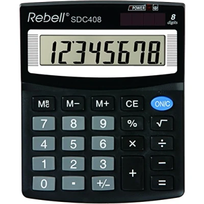 Image de REBELL re Calculatrice sdc408 sdc408, Standard équipement et angewinkeltem Écran 8 chiffres, noir