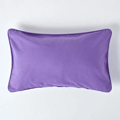 Image de HOMESCAPES Housse de Coussin Uni Violet en 100% Coton, 30x50 cm
