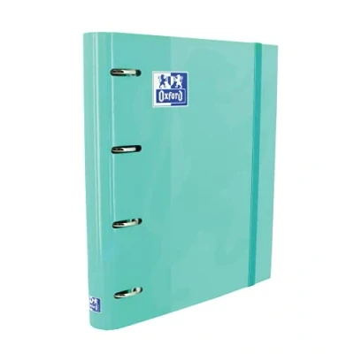 Image de Oxford Classeur à 4 anneaux avec recharge et caoutchouc, couverture extra rigide recharge, couleur menthe glacée, 80 feuilles quadrillées, format A4+