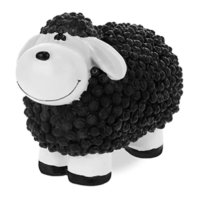Image de Relaxdays Figurine Mouton, Peint Main, résistant aux intempéries, HxLxP : 16x21x12,5 cm, Jardin, polyrésine, Noir