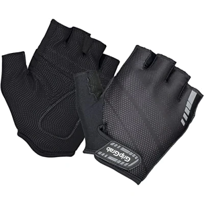 Image de GripGrab Gants Courts Rouleur Rembourrés Demi Doigts Mitaines de Vélo pour Hommes et Femmes Antidérapants VTT, Noir, S