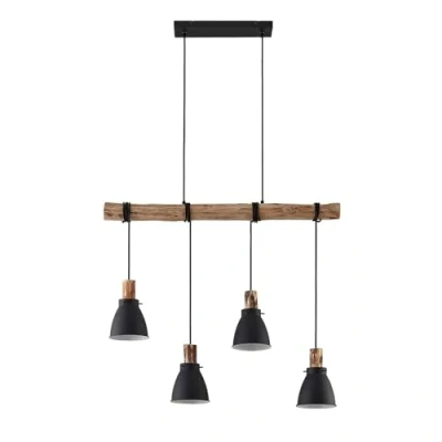 Image de Lindby Suspension Trebale à intensité variable (Scandinave) en Noir Métal e. a. pour Salon &amp; Salle manger (à 4 lampes, E14), Luminaire, Lampe Plafond, Luminaire Plafonnier,