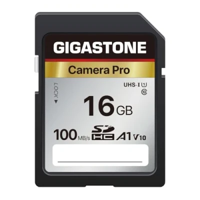 Image de Gigastone Carte Mémoire SDHC 16 Go, Caméra Pro Série, Vitesse allant jusqu&#039;à 100 Mo/s. Compatible avec Canon Nikon Sony Caméscope, A1 U1 V10 UHS I Classe 10 pour Full HD Vidéo