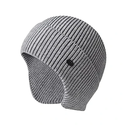 Image de Bonnet d&#039;hiver pour homme en tricot extensible avec cache oreilles coupe vent, gris, Taille unique