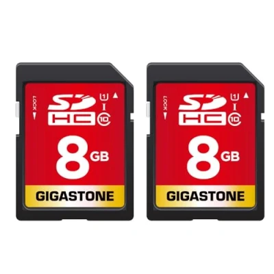 Image de Gigastone 8 Go SDHC Carte Mémoire, Lot de 2 Cartes, Haute Vitesse pour La Réserve des Photos, Vidéos, du Musique, fichiers vocaux, Caméscope, Caméra, Enregistreur, PC, Mac, Classe 10