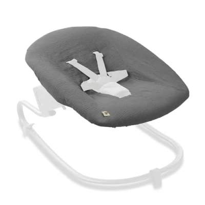 Image de hauck Housse Transat Bebe pour Balancelle Alpha Bouncer Premium, Deluxe, 2in1, Coton Mousseline Respirant, 85 cm x 74 0,25 Gris Foncé