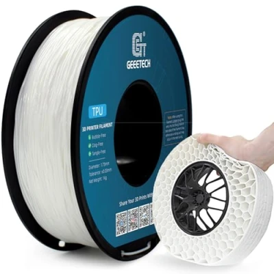 Image de GEEETECH Filament TPU 1,75 mm +/ 0,02 pour imprimante 3D, 1 kg bobine Blanc