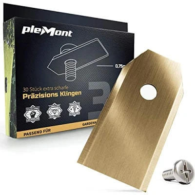 Image de Lot de 30 lames en titane Plemont pour Husqvarna Automower Lame robot rechange universel tondeuses à gazon &amp; Gardena tondeuse rachange accessoires