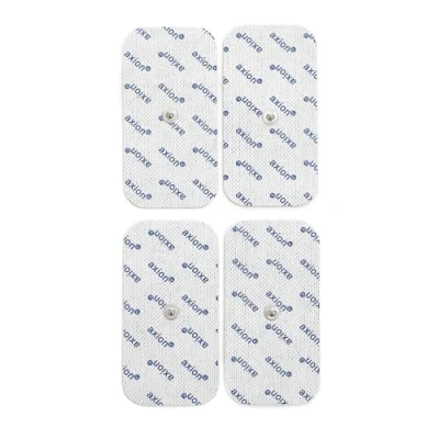 Image de 4 électrodes axion 10x5 cm Compatible avec les appareils Beurer et Sanitas Electrostimulateur TENS EMS connexion par bouton pression de 3,5 mm