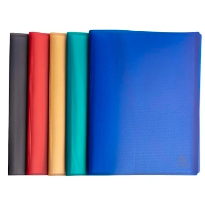 Image de Exacompta Réf. 78520E Paquet de 5 Protège documents Opak recyclé 20 pochettes grainées 40 vues pour format A4 couverture 4/10ème semi opaque couleurs assorties