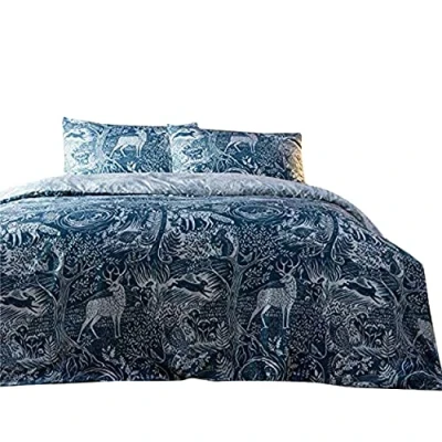 Image de Creative Cloth Winter Woods DB D/Set Midnight, Polycoton, Mitternachtsblau, Double