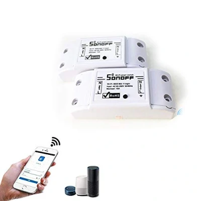 Image de Acemax sonoff Lot de 2 interrupteurs sans fil et par télécommande avec Wi Fi Compatible iOS Android, Alexa, Google Home Assistant, NEST, IFTTT