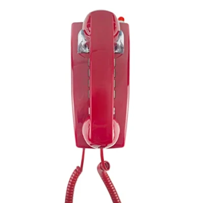 Image de Opis WallFon Cable : Telephone Fixe Mural/Telephone Mural Vintage/Ancien Filaire Mural/Téléphone Murale/Telephone Rouge