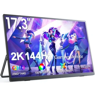 Image de Écran Portable UPERFECT 2K 144Hz 17,3 Pouces avec Screen IPS 2560 x 1440 400 Nits Mini HDM Type C pour Ordinateur PS4/5 Xbo Switch Compatible VESA