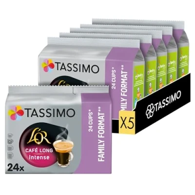 Image de TASSIMO, 120 dosettes Café Long Intense L’OR, Compatibles avec les machines Cafés, 5 packs de 24