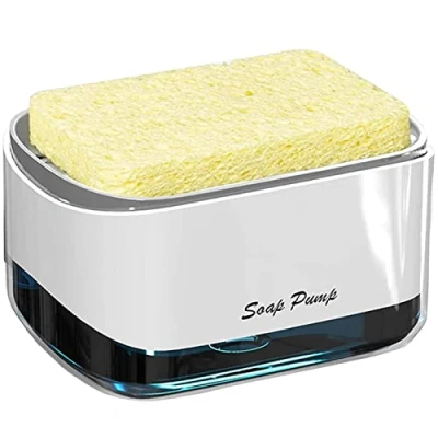 Image de Nordun Distributeur de Savon Liquide avec Porte éponge 2 en 1,Distributeur Vaisselle,Distributeur Pompe à Main Plastique pour Évier Cuisine